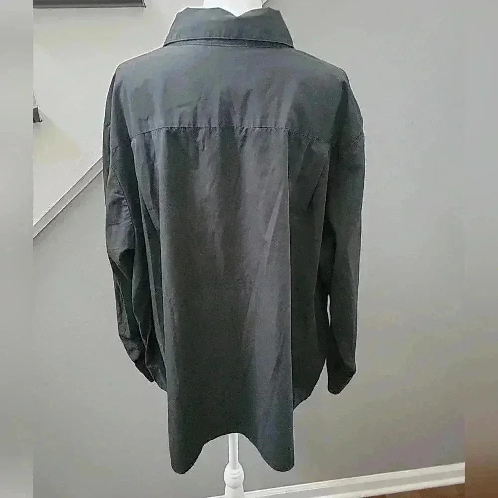 Quacker Factory 3X Black Long Sleeve Button Front Collared Shirt Sparkle Shine - Picture 5 of 6